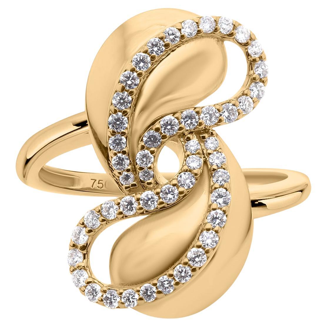 Natural SI/H 0.41ct Diamond Infinity Ring 14 Karat Yellow Gold