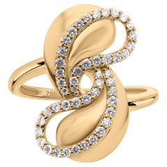 Natural SI/H 0.41ct Diamond Infinity Ring 18 Karat Yellow Gold