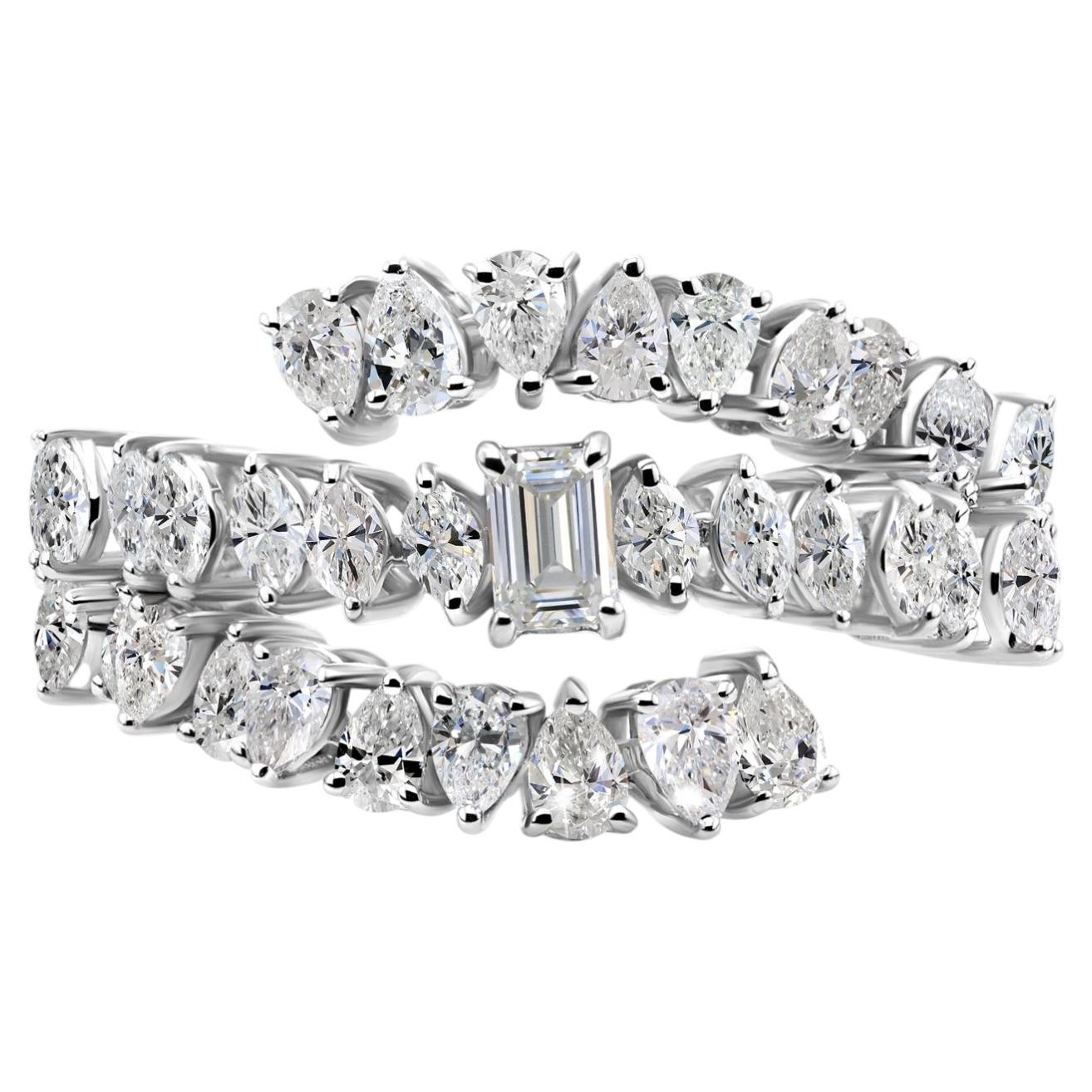 For Sale:  Natural SI/H 1.63Ct Diamond Wrap Style Wedding Ring 14 Karat White Gold