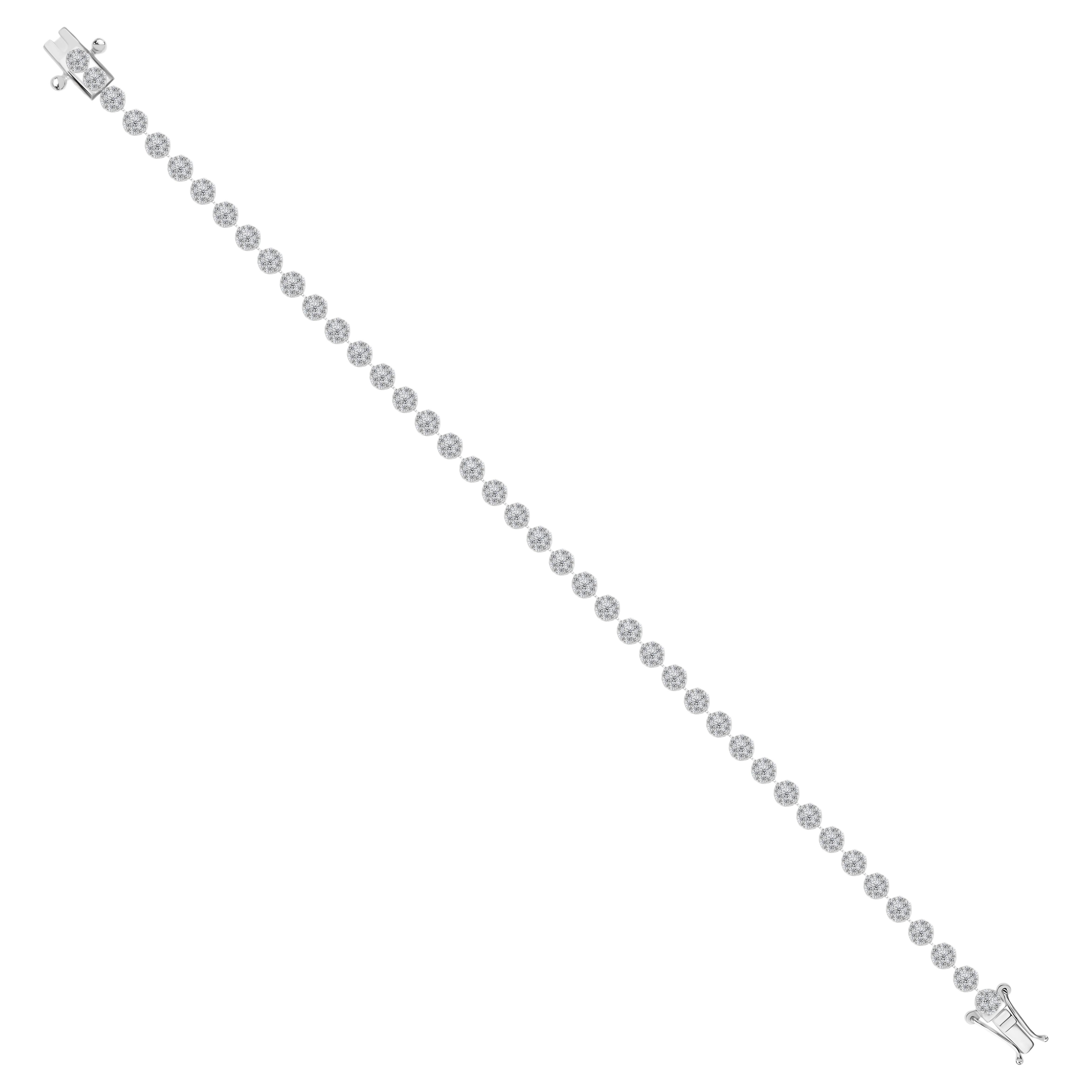 Natural SI/H 2.4 Carat Diamond Tennis Bracelet 14 Karat White Gold For Sale