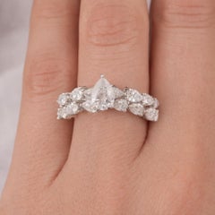 Natural SI/H 2.49Ct Diamond Chevron Engagement Ring 18K White Gold Fine Jewelry
