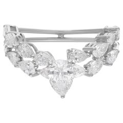 Natural SI/H 2.49Ct Diamond Chevron Engagement Ring 18K White Gold Fine Jewelry