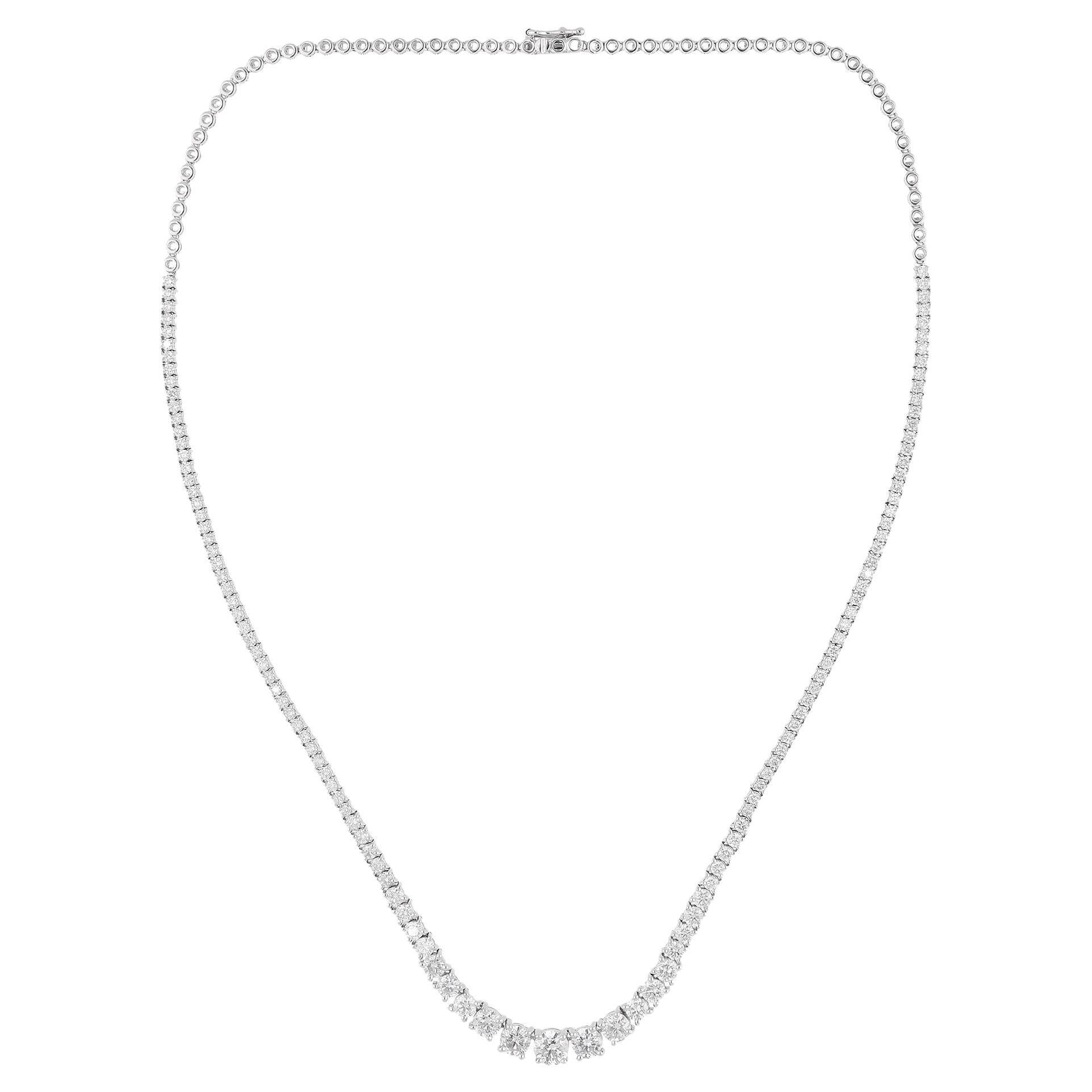 Collana a catena con diamante naturale SI/H da 5,23 carati in oro bianco 14 carati Alta Gioielleria