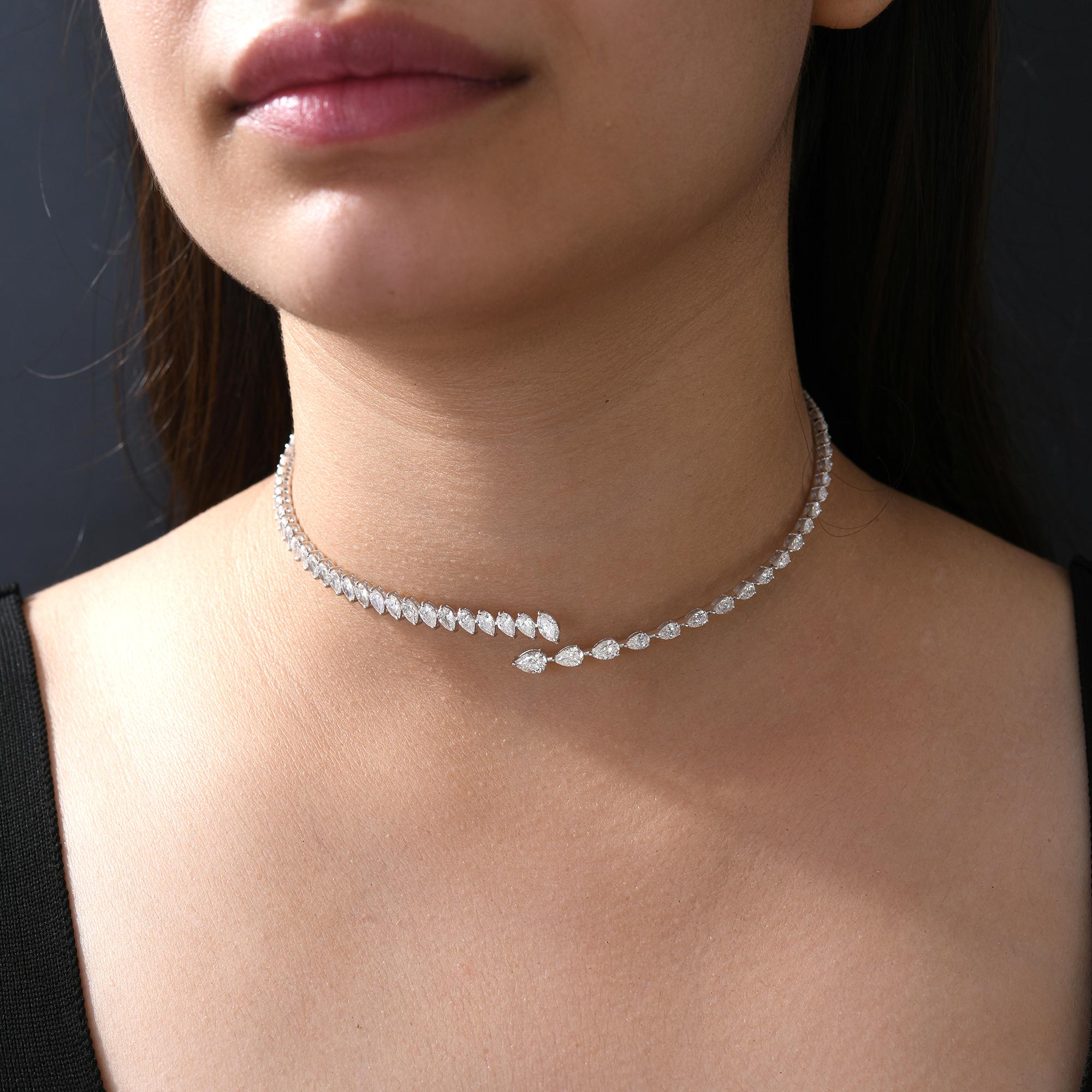 Natürliches SI/H 8,16 Karat Diamant Halsband Halskette 14 Karat Weißgold im Angebot 1