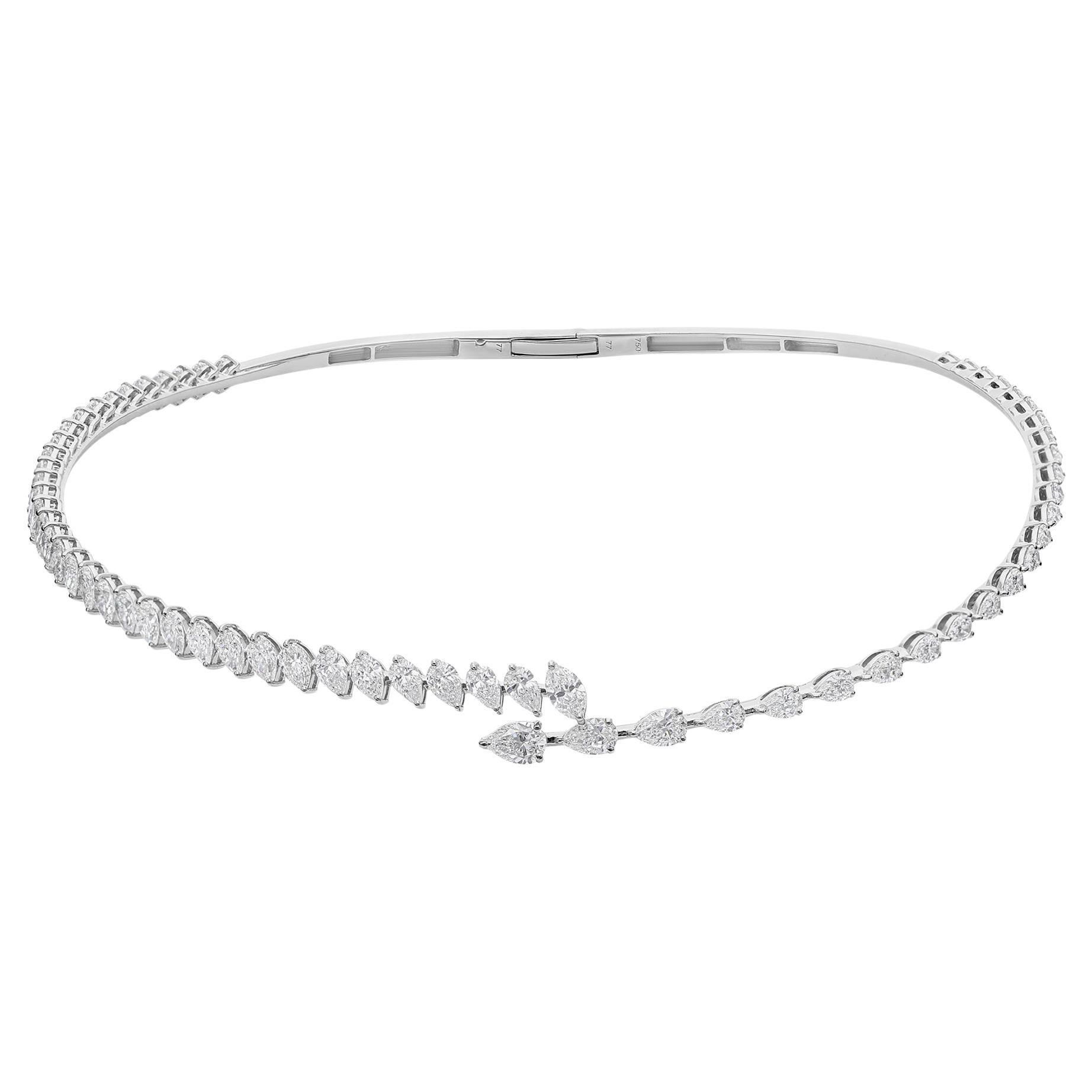 Natürliches SI/H 8,16 Karat Diamant Halsband Halskette 14 Karat Weißgold