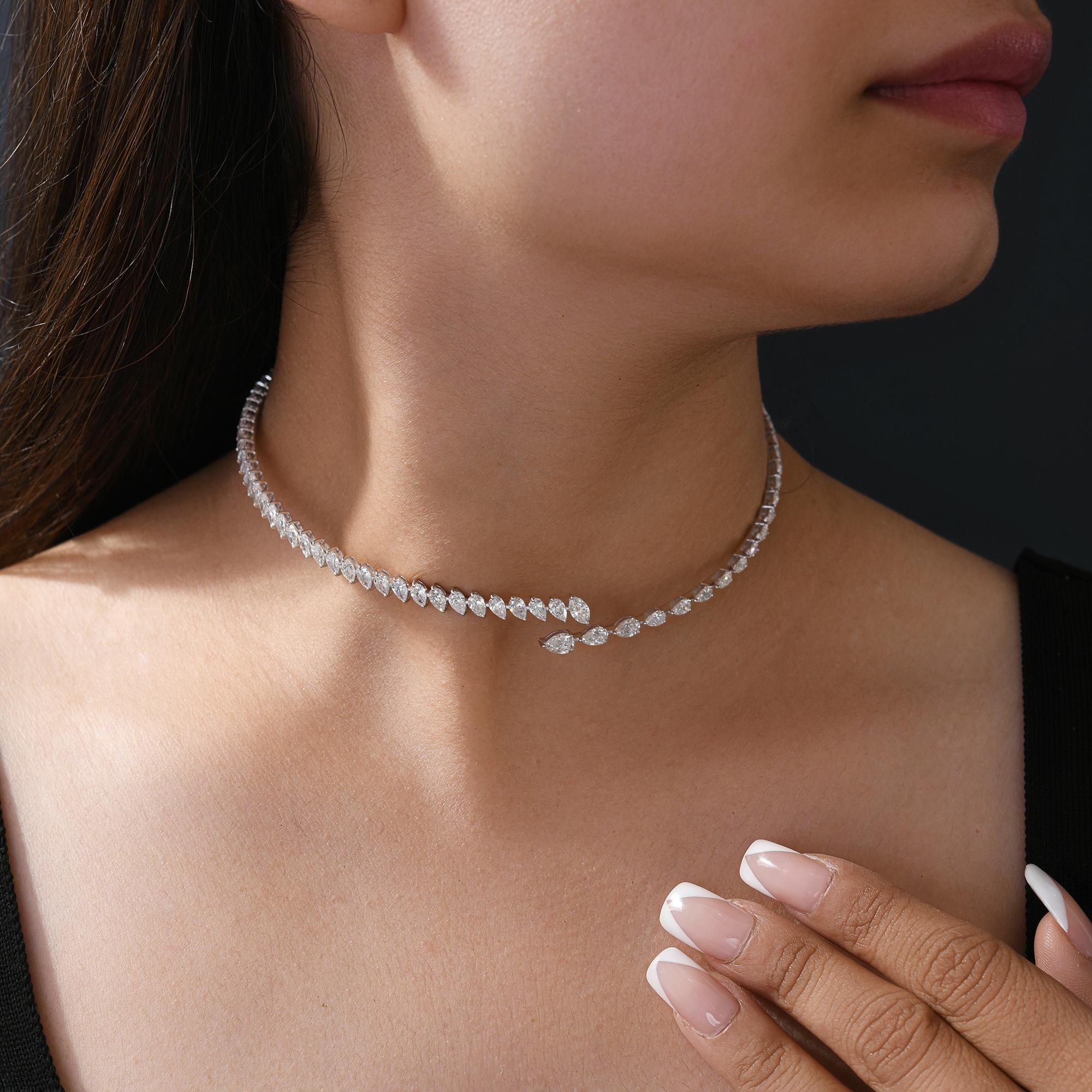 Natürliches SI/H 8,16 Karat Diamant Halsband Halskette 18 Karat Weißgold Damen im Angebot