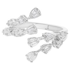 Natural SI/H Baguette Brilliant Cut Diamond Earrings 14 Karat White Gold Jewelry