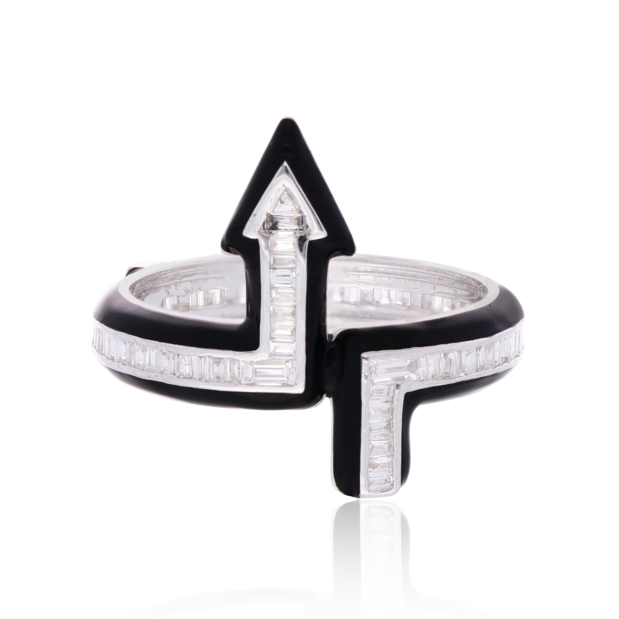 in vendita:  Anello con diamante naturale SI/H Baguette e smalto Arrow in oro bianco 14 carati Gioielli di pregio 4