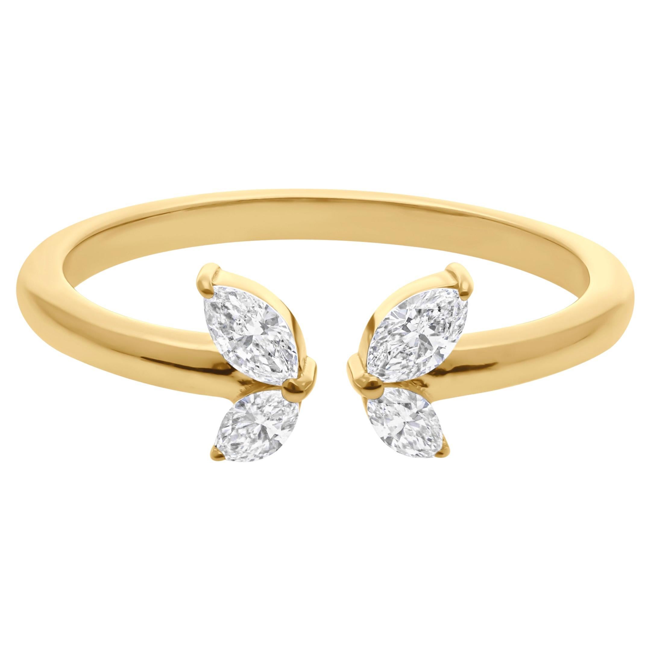 Natural SI/H Certified Diamond 14 Karat Yellow Gold Butterfly Promise Ring