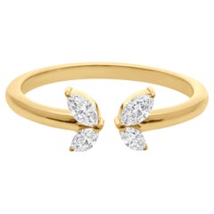 Natural SI/H Certified Diamond 14 Karat Yellow Gold Butterfly Promise Ring