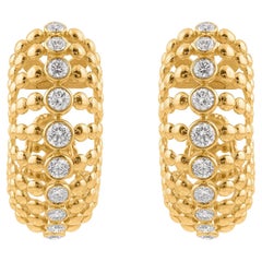 Natural SI/H Diamond 18 Karat Yellow Gold Beads Hoop Earrings All Tariffs Paid