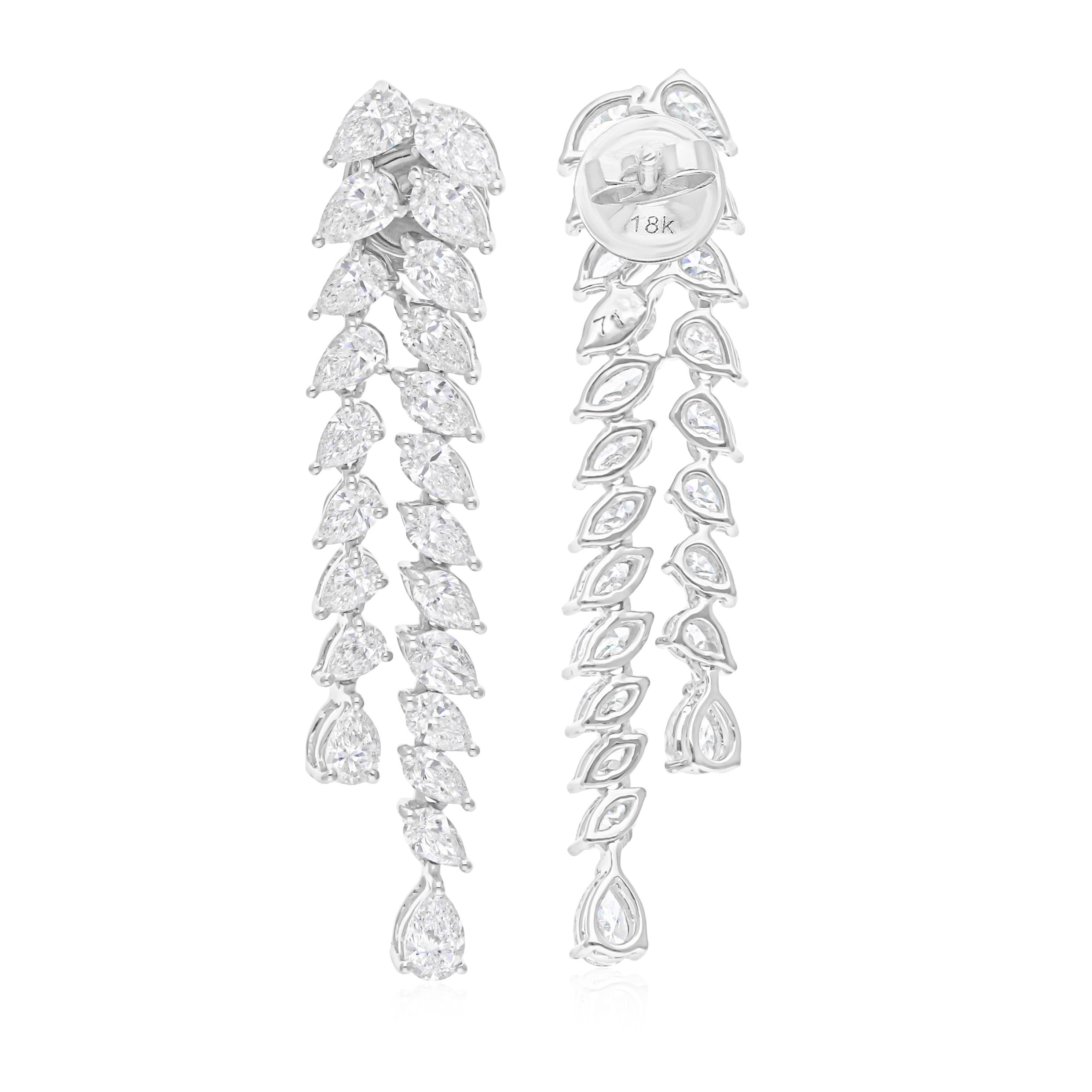 Donna Diamante naturale SI/H da 4,5 carati Doppio Orecchino a Penzoloni in Oro 14k Gioielli di pregio in vendita