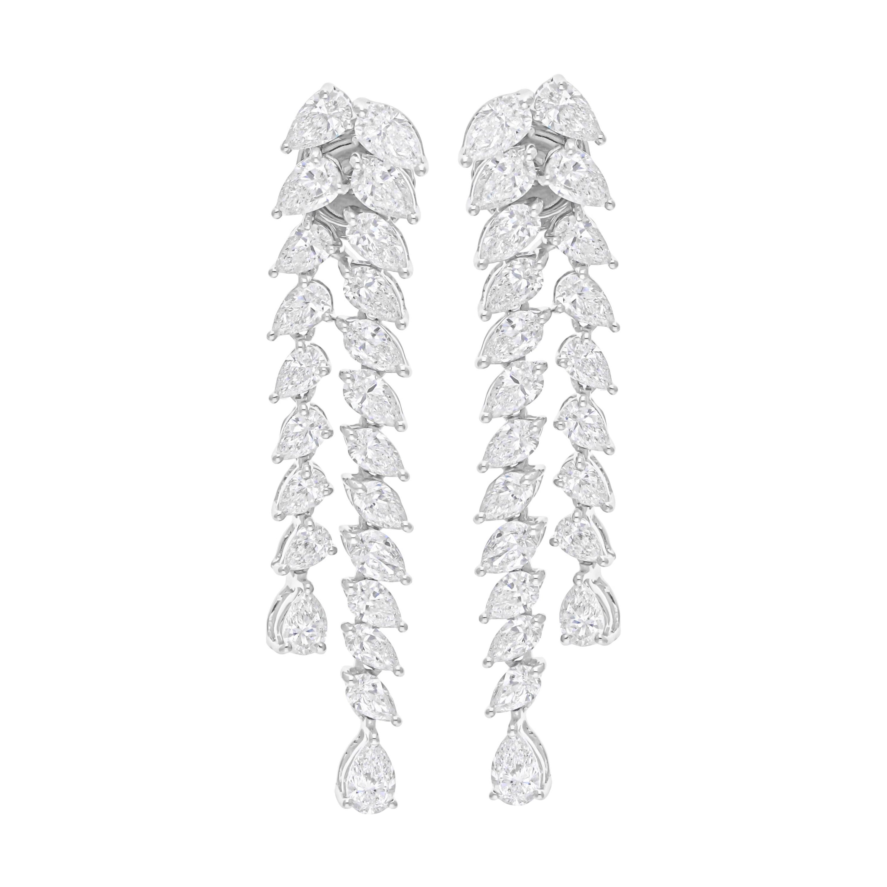 Diamante naturale SI/H da 4,5 carati Doppio Orecchino a Penzoloni in Oro 14k Gioielli di pregio