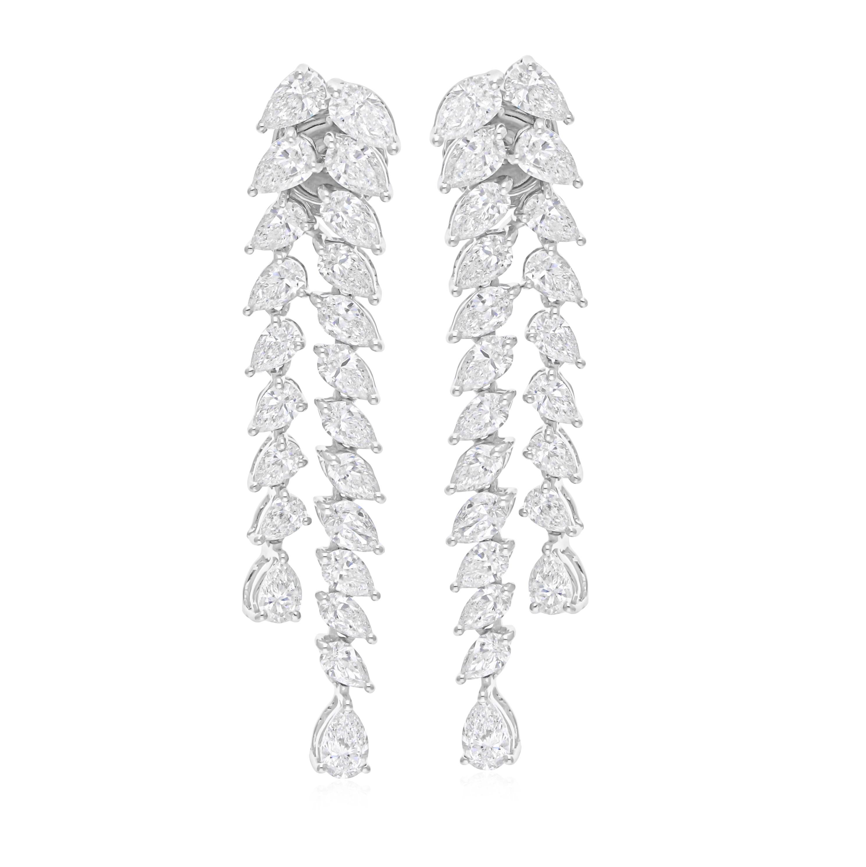 Taglio marquise Diamante naturale SI/H 4,5 carati Doppio Orecchino a Penzoloni in oro 18 carati Gioielli di pregio in vendita