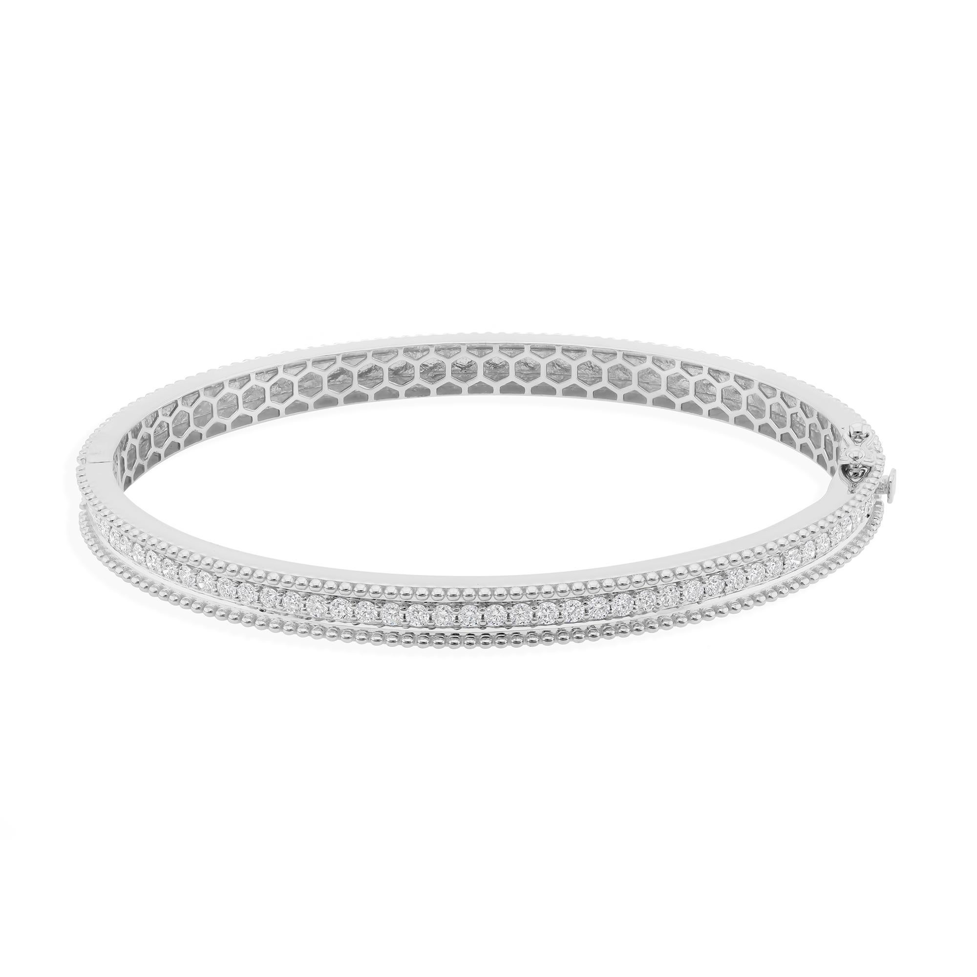 Bracciale Bangle con diamanti naturali SI/H Regalo di fidanzamento per donne in oro bianco 14 carati in vendita 1
