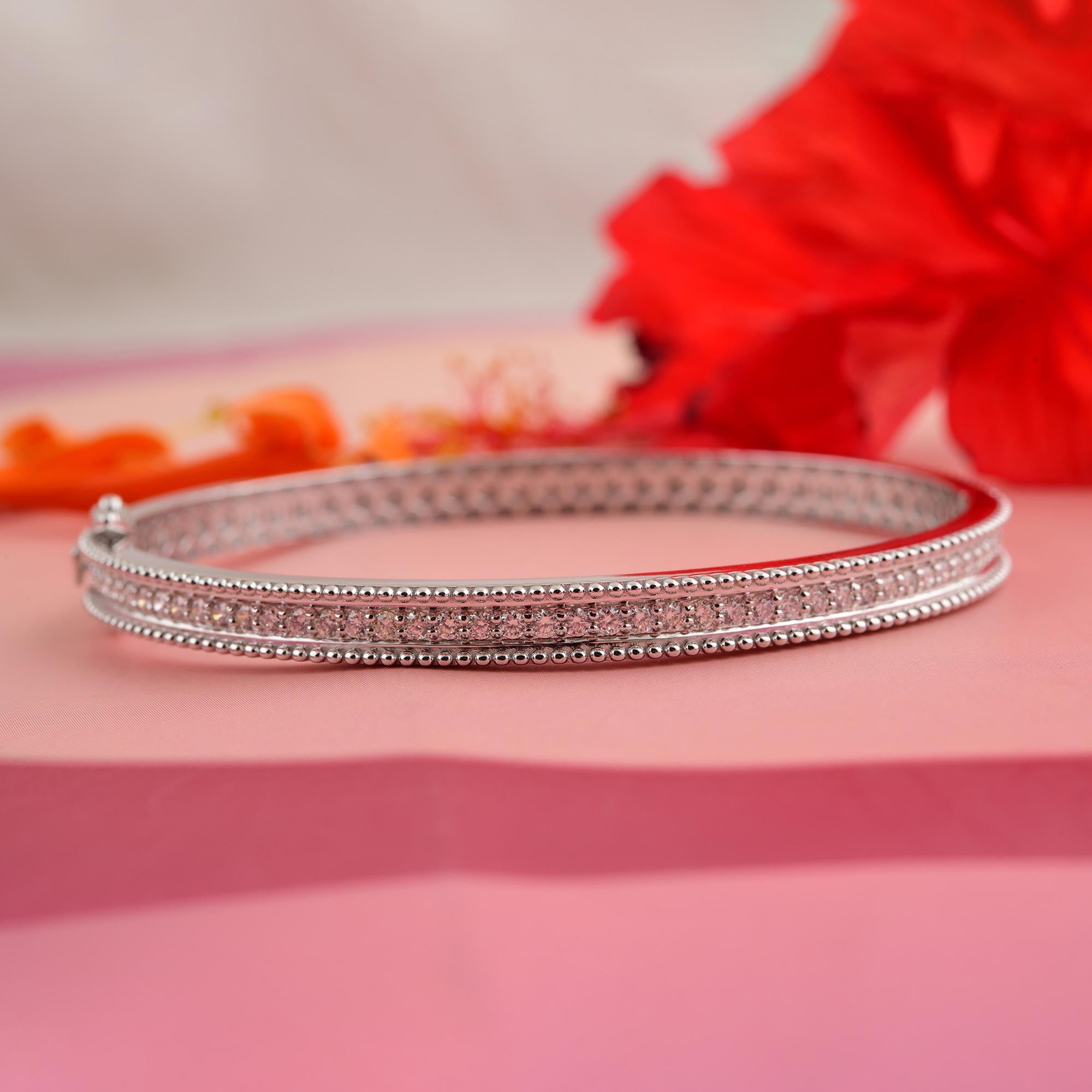 Bracciale Bangle con diamanti naturali SI/H Regalo di fidanzamento per donne in oro bianco 14 carati in vendita 2