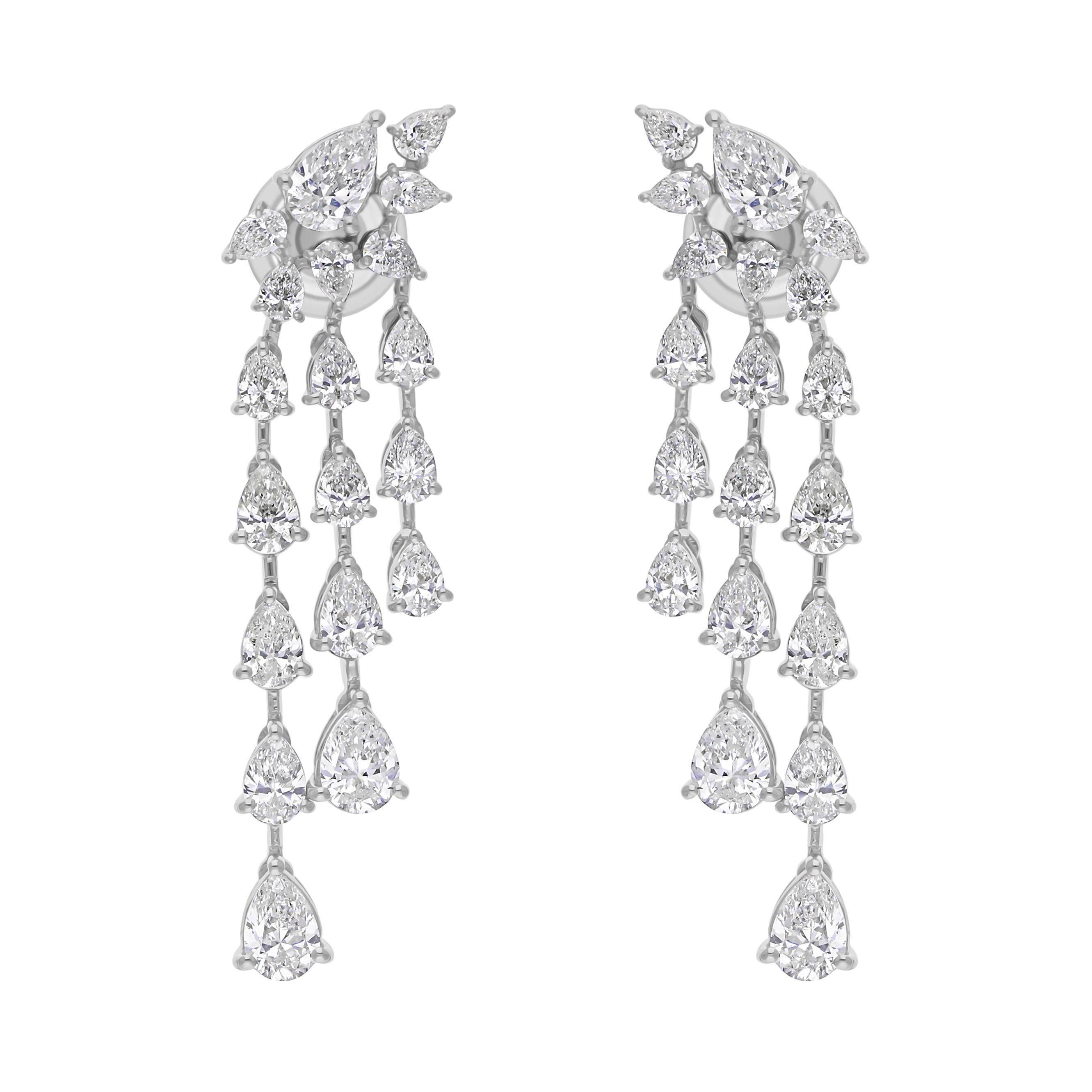 Taglio a goccia Orecchini a pendente con diamante naturale SI/H in oro bianco 14k Regalo di fidanzamento in vendita