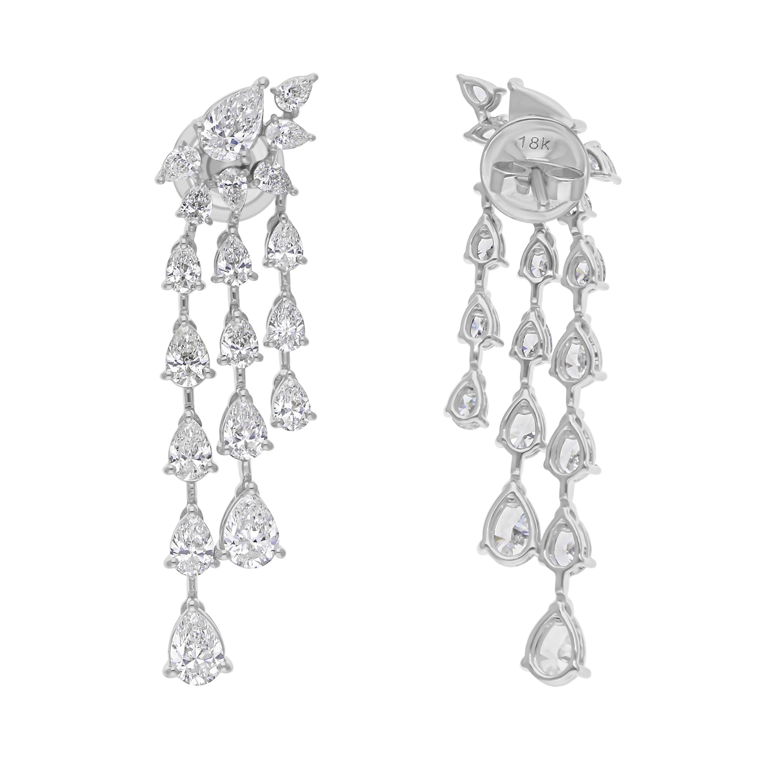 Orecchini a pendente con diamante naturale SI/H in oro bianco 14k Regalo di fidanzamento in vendita 1