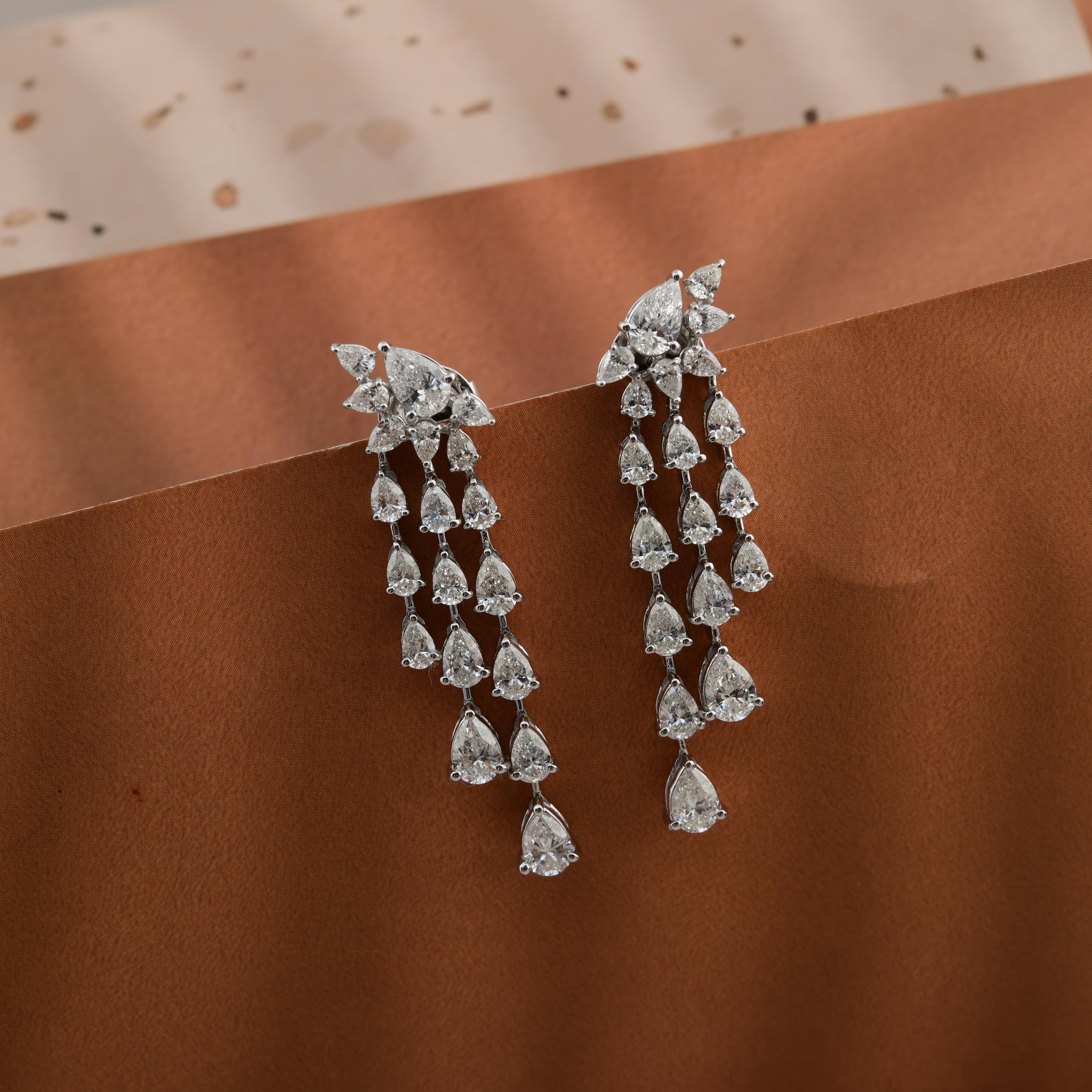 Donna Orecchini pendenti con diamante naturale SI/H in oro bianco 18 carati Regalo di fidanzamento in vendita