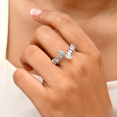 Natural SI/H Diamond Cluster 18k White Gold Bypass Ring