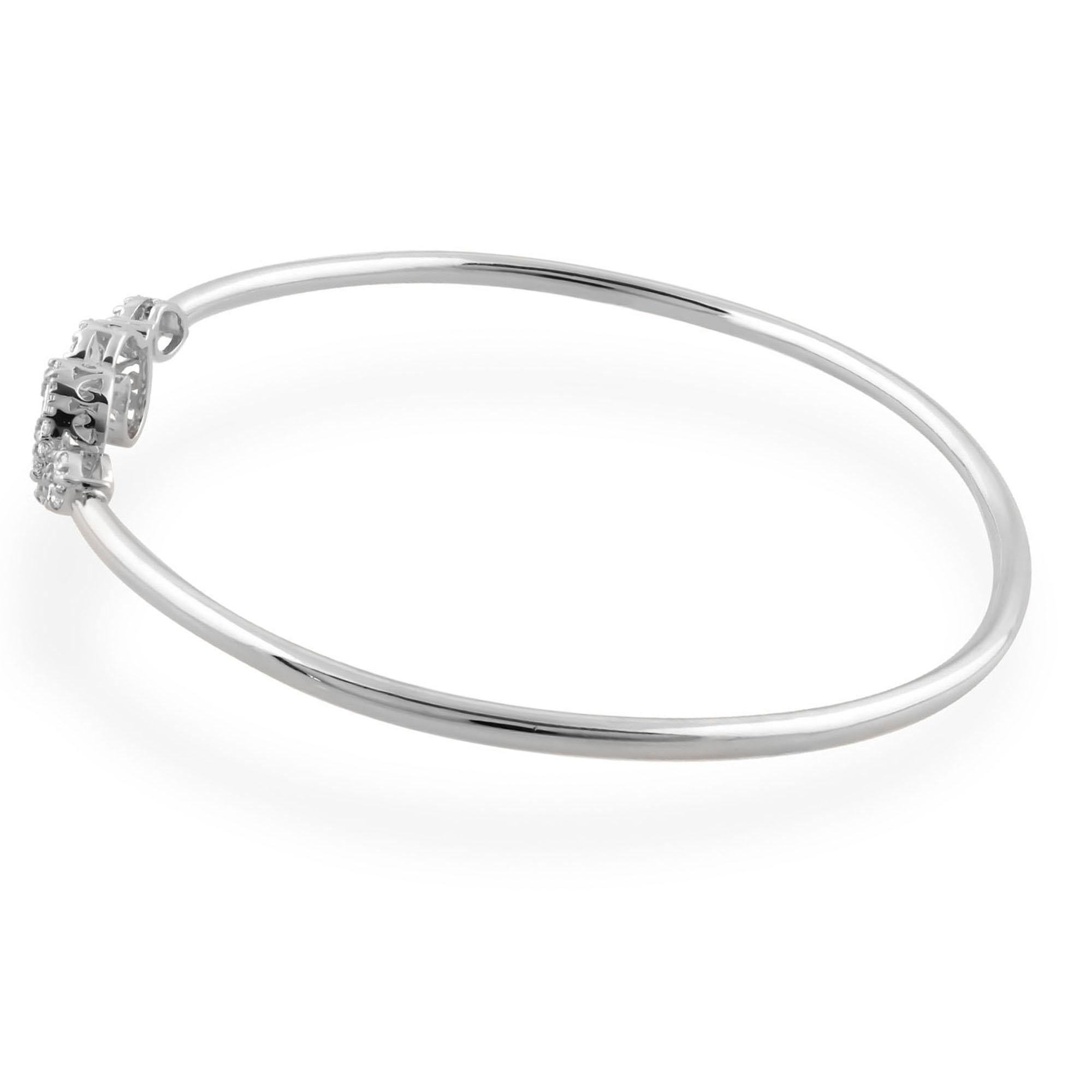 Moderno Bracciale a grappolo con diamanti naturali SI/H Oro bianco 14 carati Gioielli di pregio in vendita