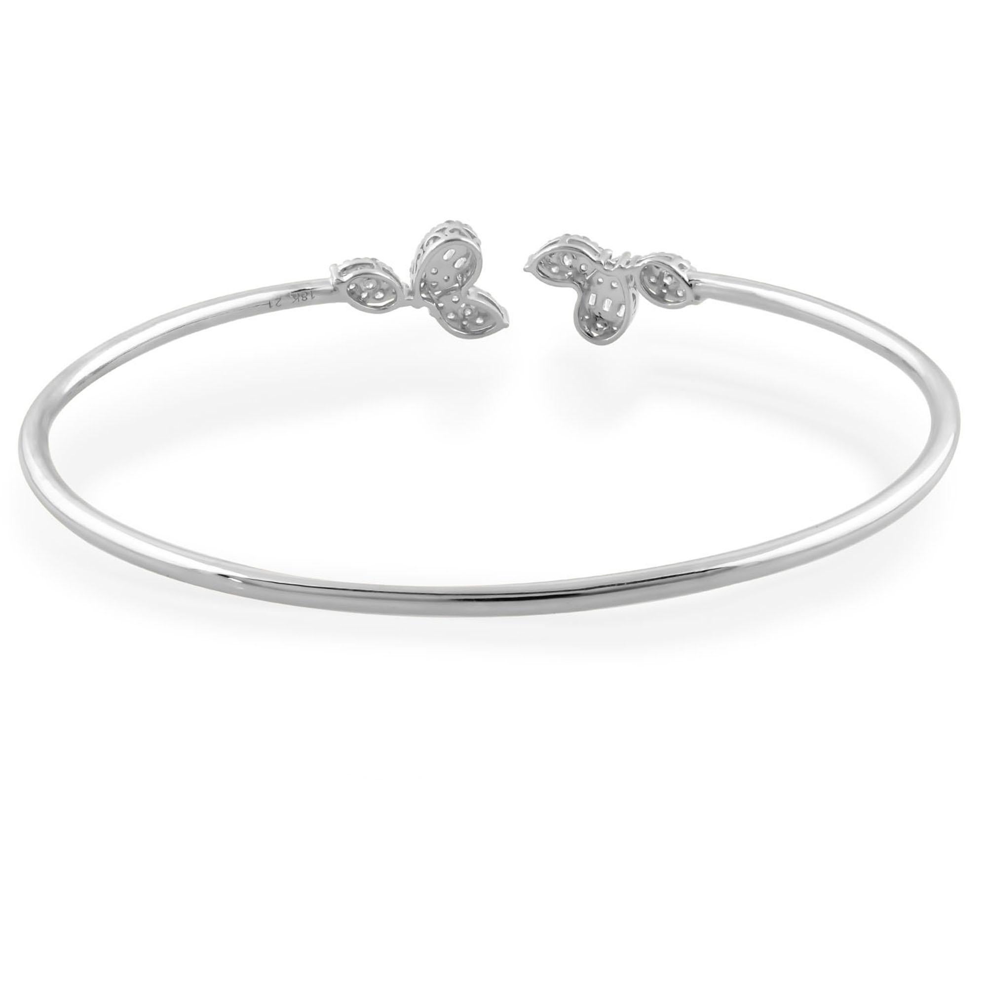 Taglio baguette Bracciale a grappolo con diamanti naturali SI/H Oro bianco 14 carati Gioielli di pregio in vendita