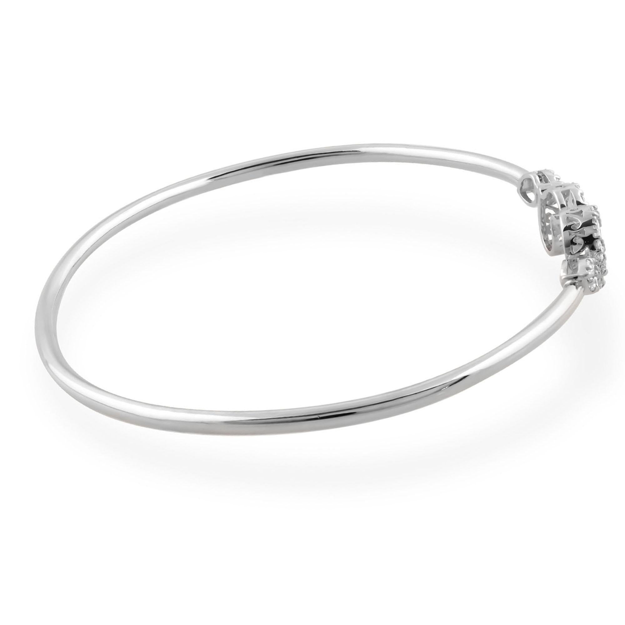 Bracciale a grappolo con diamanti naturali SI/H Oro bianco 14 carati Gioielli di pregio In condizioni Nuovo in vendita a Diera, Dubai