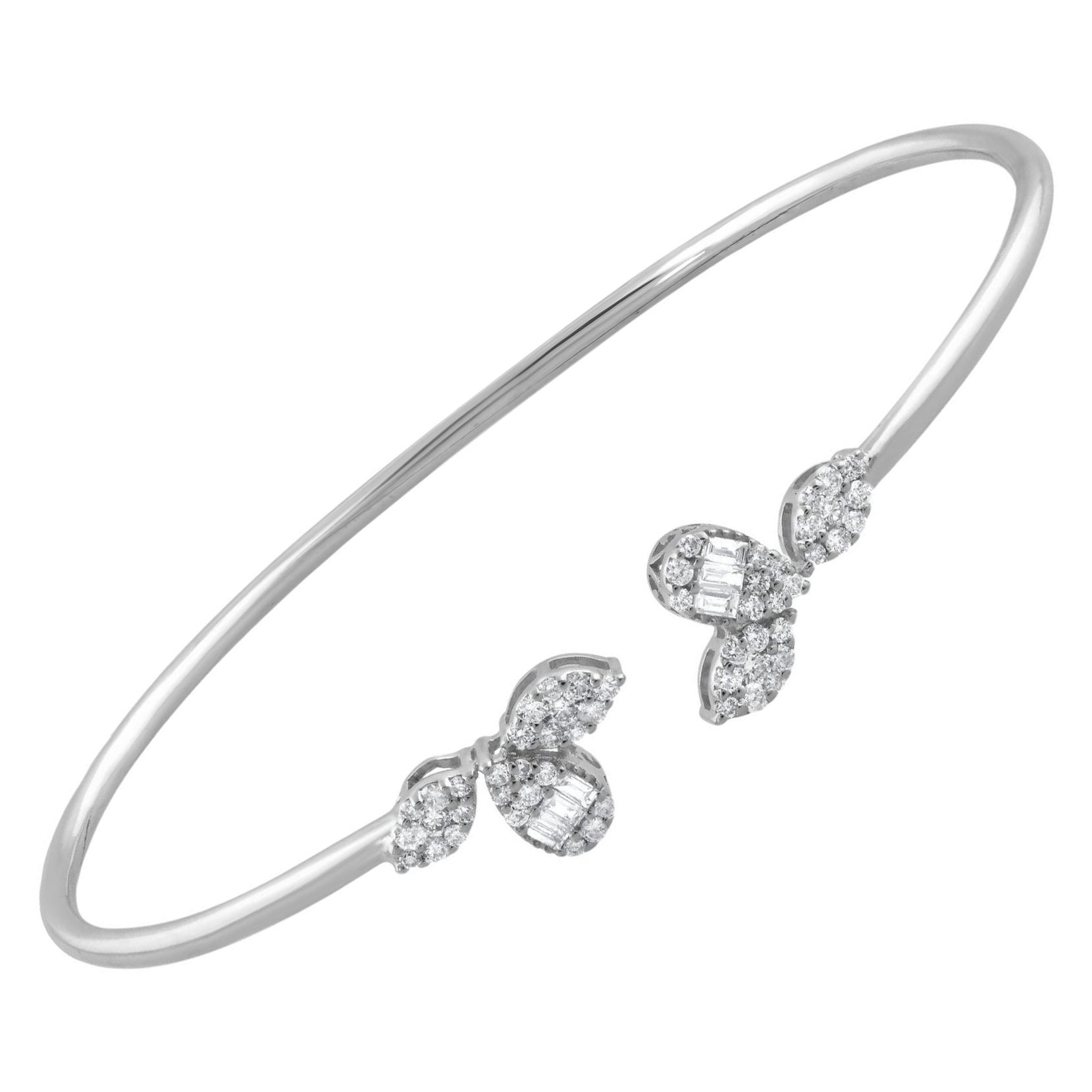 Bracelet manchette en diamant naturel SI/H en or blanc 14 carats Bijoux fins