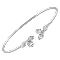 Bracelet manchette en diamant naturel SI/H en or blanc 14 carats Bijoux fins