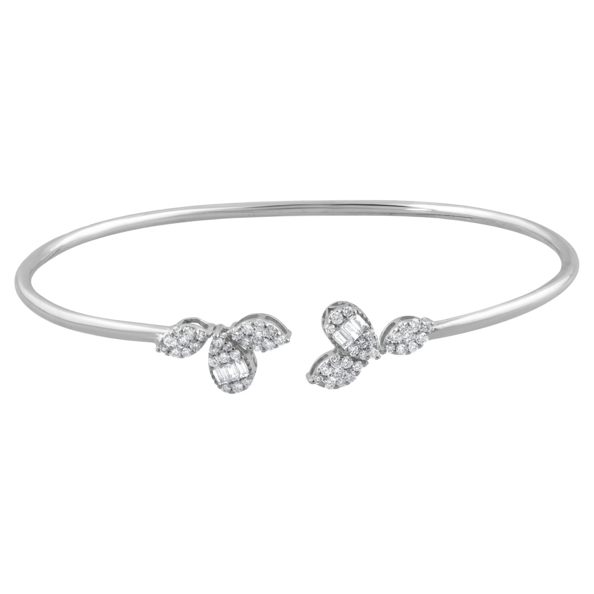 Bracciale a grappolo con diamanti naturali SI/H Oro bianco 14 carati Gioielli di pregio