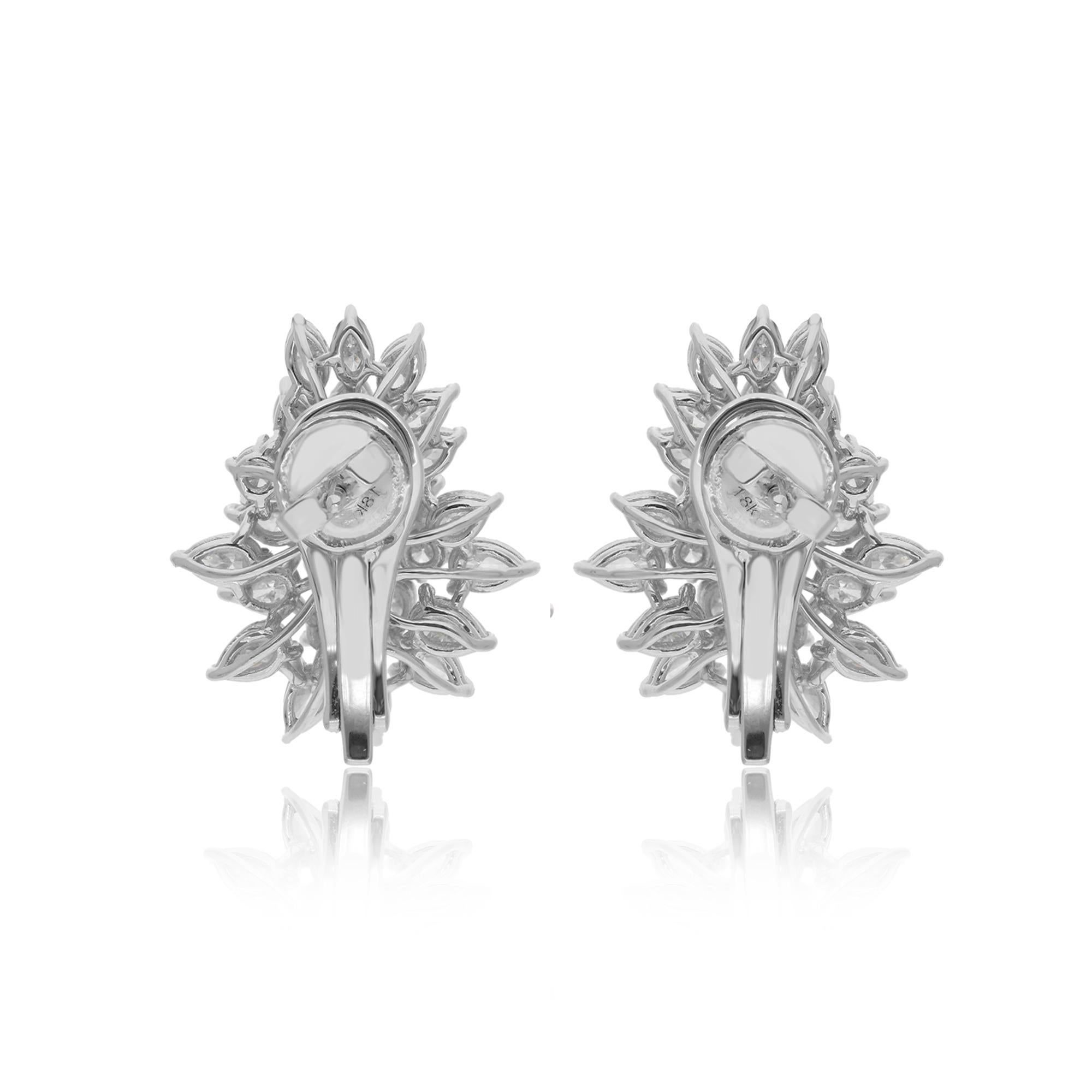 Natural SI/H Diamond Cluster Earrings 14 Karat White Gold Fine Jewelry 4.75 Ct. In New Condition For Sale In Diera, Dubai