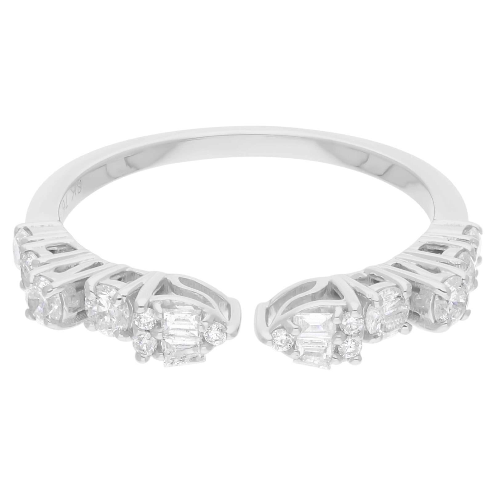 Natural SI/H Diamond Cluster Engagement Band Ring 18 Karat White Gold