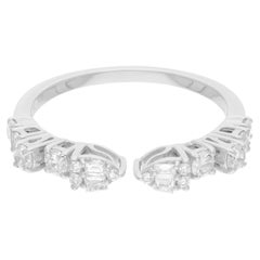Natural SI/H Diamond Cluster Engagement Band Ring 18 Karat White Gold