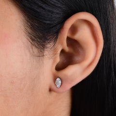 Natural SI/H Diamond Cluster Marquise Shaped Stud Earrings 18 Karat White Gold