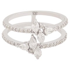 Natural SI/H Diamond Double Band Ring 14 Karat White Gold