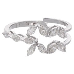 Natürlicher SI/H Diamant Marquise Blatt Rebe Band Ring 18 Karat Weißgold