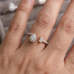 Natural SI/H Diamond Minimalist Open Cuff Wedding Ring 18 Karat Rose Gold