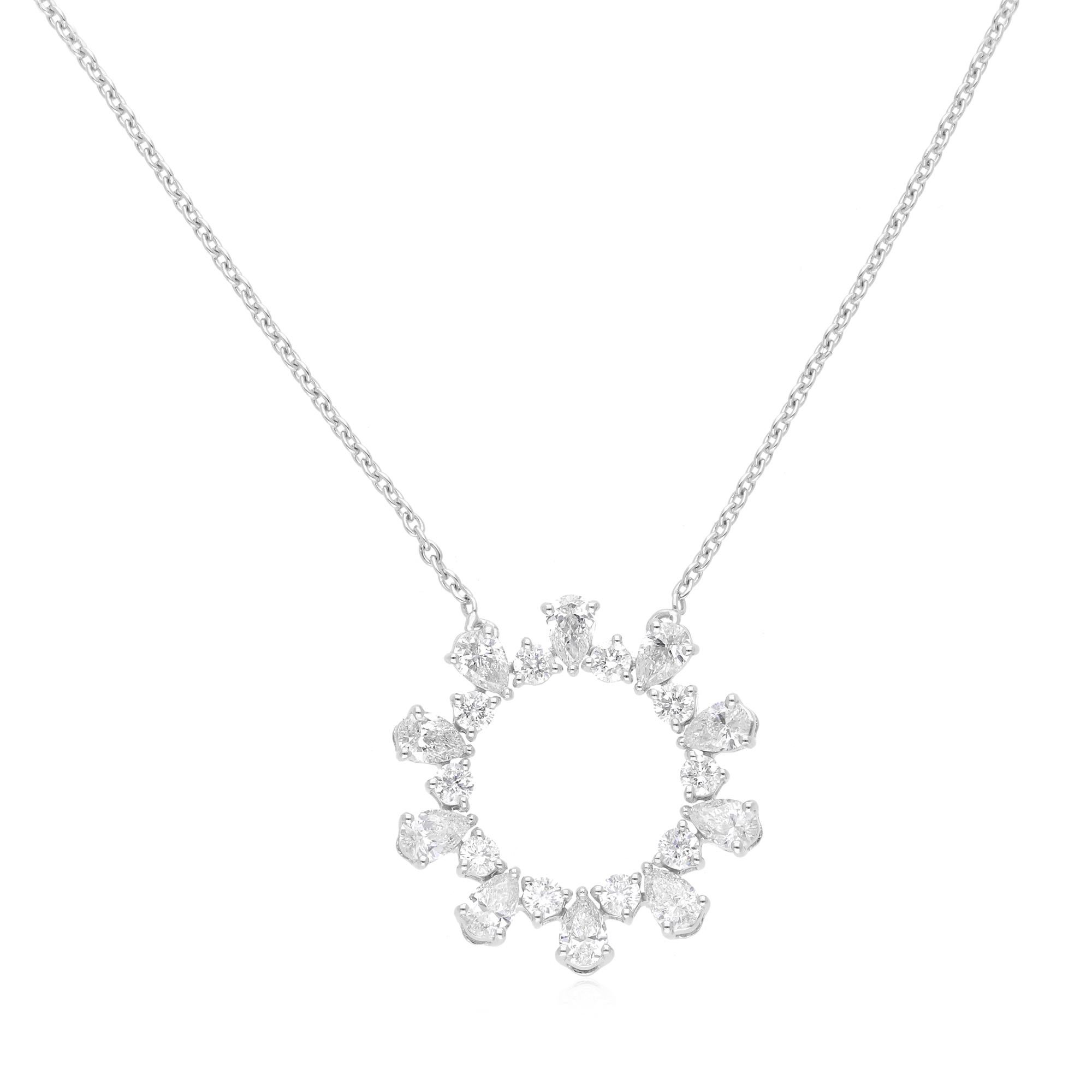 Natürlicher SI/H-Diamant Offener Kreis Anhänger Kette Halskette 18 Karat Weißgold (Moderne) im Angebot