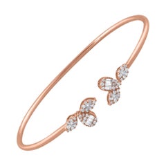 Bracciale aperto con diamanti naturali SI/H Oro rosa 14 carati Gioielli fatti a mano