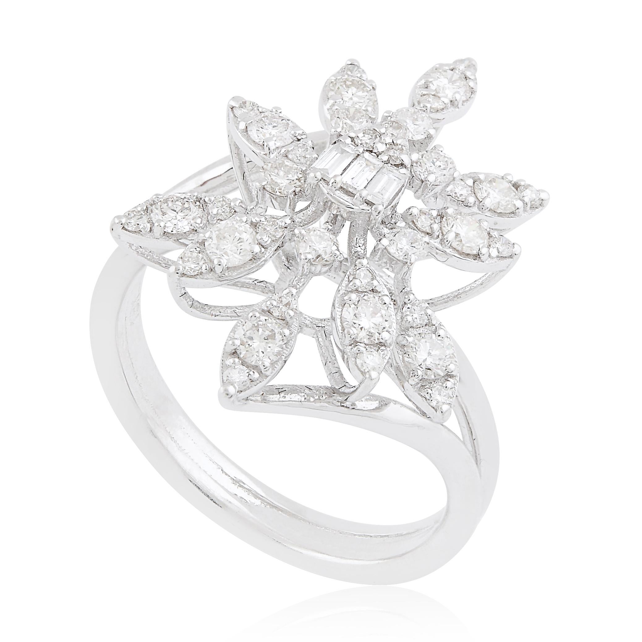 in vendita:  Anello floreale in oro bianco 18 carati con pavé di diamanti naturali SI/H Gioielli di pregio 3