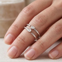 Natural SI/H Diamond Split Band Stackable Band Ring 18 Karat White Gold