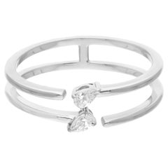 Natural SI/H Diamond Split Band Stackable Band Ring 18 Karat White Gold