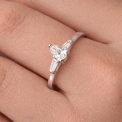 Natural SI/H Diamond Three Stone Style Stackable Ring 18 Karat White Gold