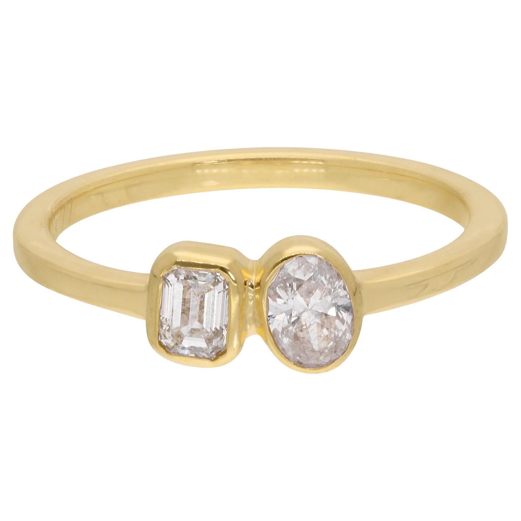 Natural SI/H Diamond Toi et Moi Promise Ring 14 Karat Yellow Gold