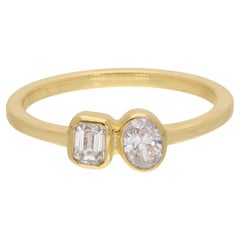 Natural SI/H Diamond Toi et Moi Promise Ring 14 Karat Yellow Gold