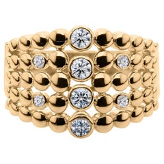 Natural SI/H Diamond Wide Band Cocktail Ring 18 Karat Yellow Gold Jewelry