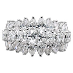 Natural SI/H Diamond Wide Dome Engagement Band Ring 18 Karat White Gold