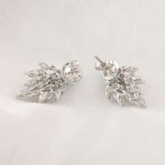 Natural SI/H Diamond Zambian Emerald Dangle Earrings 18 Karat White Gold Jewelry