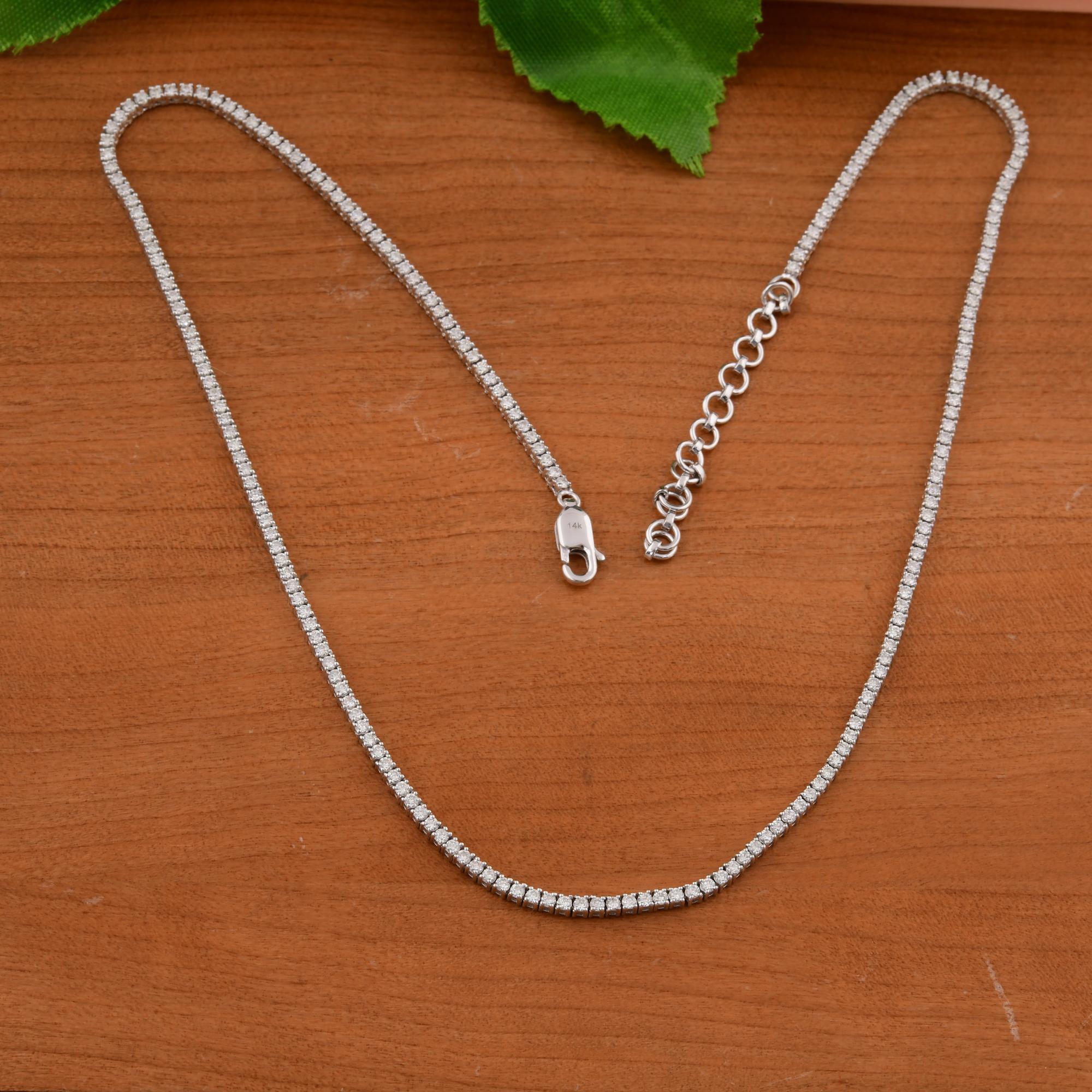 Modern Natural SI/H Pave Diamond Chain Tennis Necklace 14k White Solid Gold 2.50 Ct. For Sale