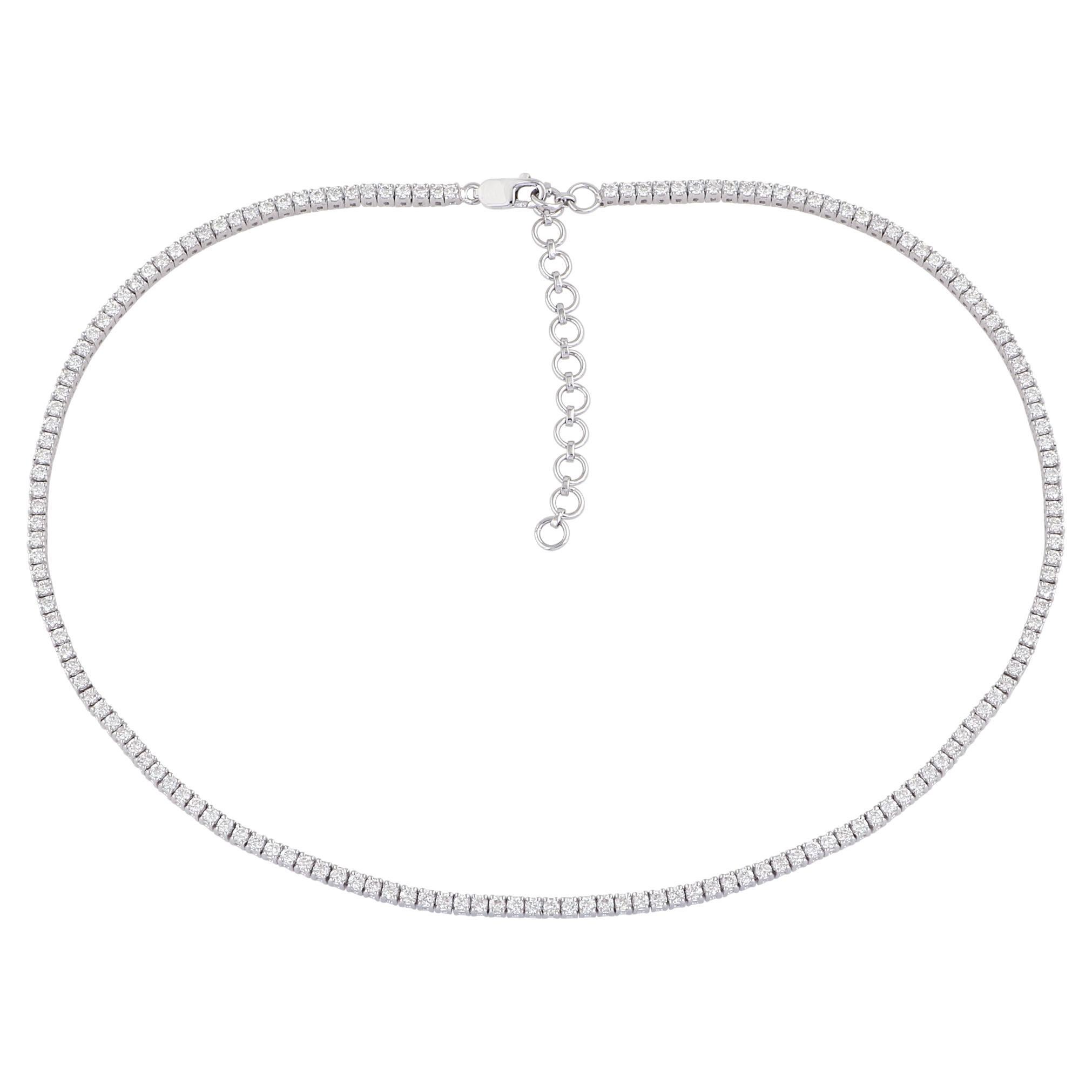 Natural SI/H Pave Diamond Chain Tennis Necklace 14k White Solid Gold 2.50 Ct.